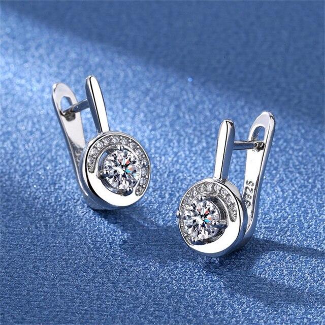 925 Sterling Silver Women Earrings Fashion Geometry Zircon Pair Ear Studs Earring Jewelry Festival Gift