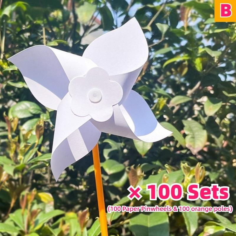 100 шт. Летнее Мероприятие DIY Бумажные Вертушки Наборы для Поделок Заготовки Белые Маленькие Ветряные Мельницы Наборы Оптом Вечеринка Рисования Детская Игрушка Сборка Ручной