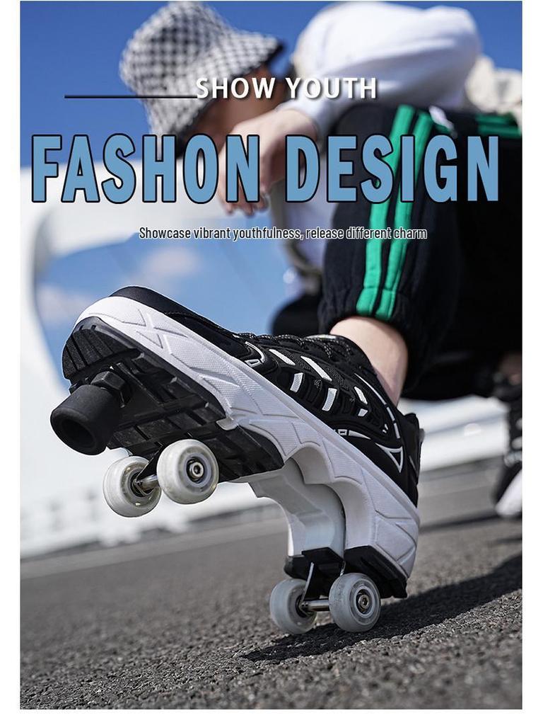 Новые взрослые и студенческие деформируемые роликовые коньки с тормозами - мужские и женские четырехколесные кроссовки для ходьбы