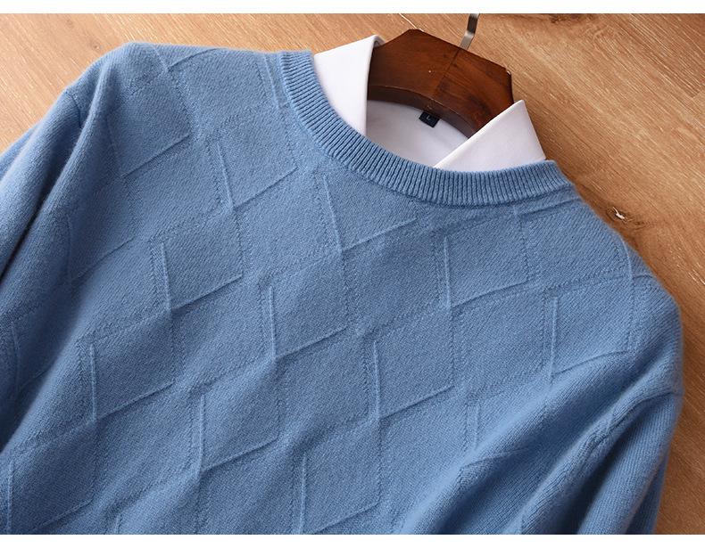 Мужской кашемировый свитер - Коллекция Осень/Зима: Круглый вырез, Свободный крой, Однотонный, Трикотажный пуловер в стиле business casual