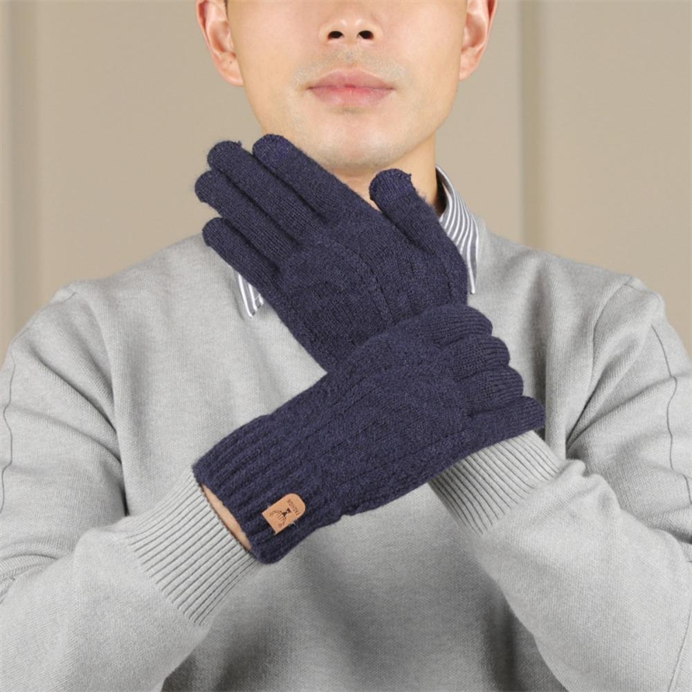 Elastic Wool Knitted Gloves Thicken Full Finger Guantes New Crochet Glove Women Men