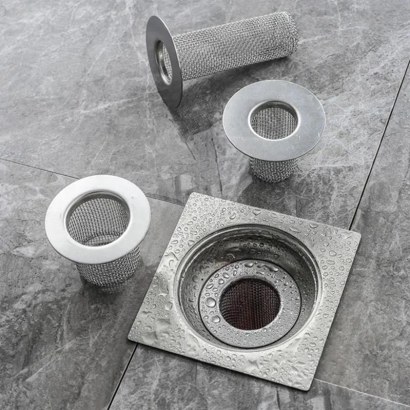 Сетка-фильтр для слива пола из нержавеющей стали - Фильтр против засоров для кухонной раковины, Уловитель волос для душа в ванной комнате, Прочный сетчатый фильтр для слива