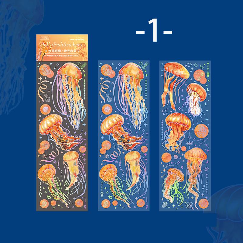 Mr. Paper Colorful Jellyfish Theme Stickers Sea Creatures Printed PET Waterproof Sticker Decorative Stationery Art Supplies