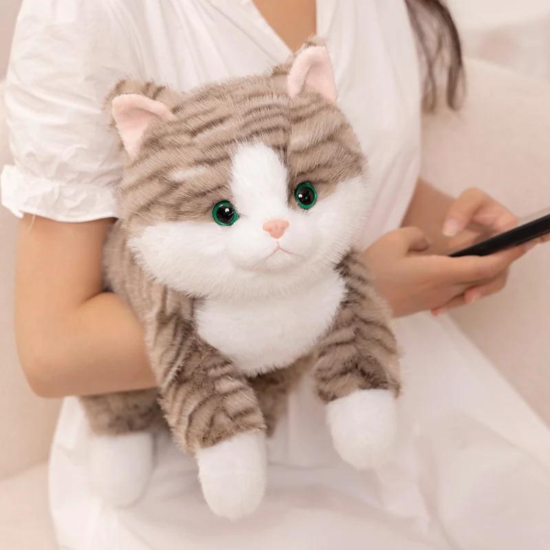 Simulation 3 Colour Cat Plush Toys Soft Stuffed Kitten Model Fake Cat Realist Animals Kids Girls Valentine's Day Gift