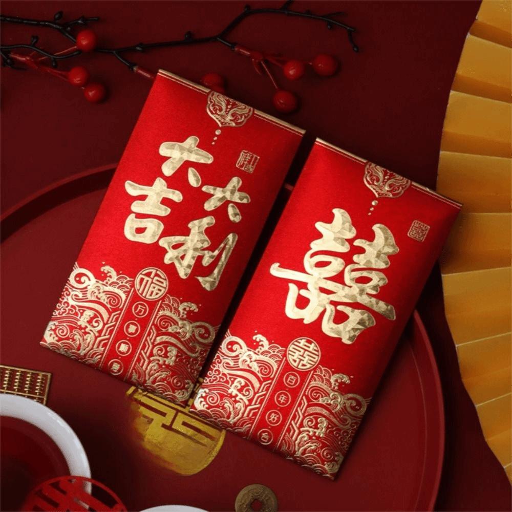 6pcs Hot Stamping Red Envelopes Traditional Red Pocket Envelope Lucky Red Bag  Chinese New Year
