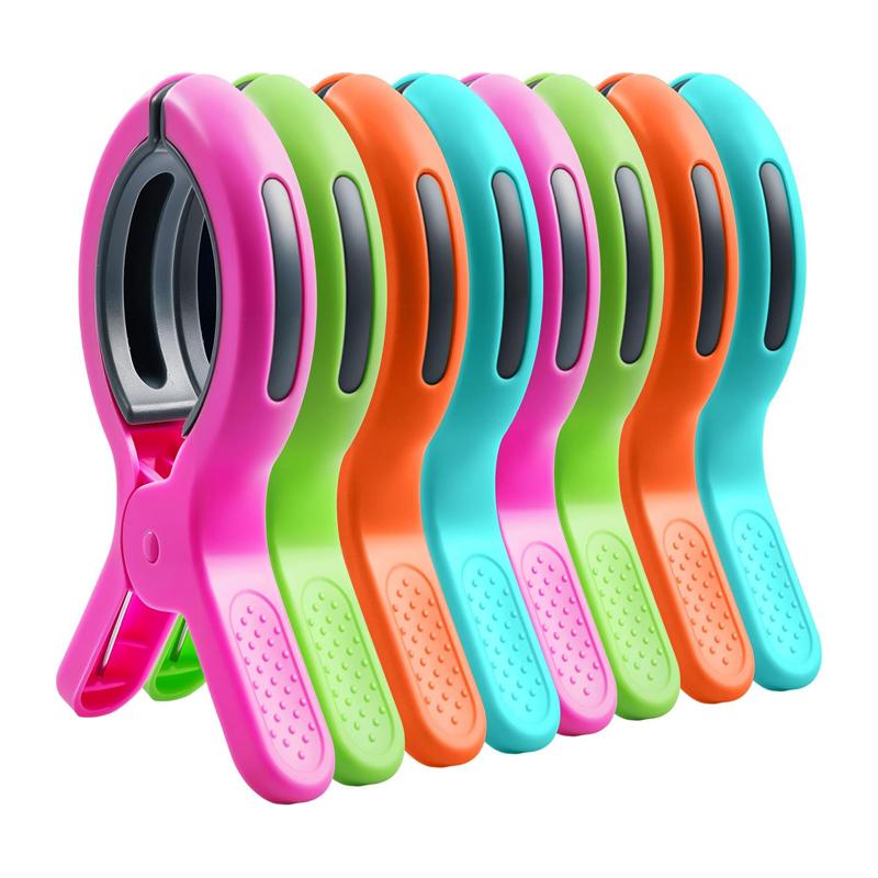 8Pcs Beach Towel Clips Set for Beach Chairs Strong Grip Clothes Pegs Large Non-Slip Towel Pegs Clothespins for Hanging Clothes
