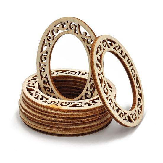 10Pcs/Set Wood Chip Various Shape Solid DIY Art Creative Eco-Friendly Decorating Wear-resistance Heart Oval Slices Unfinished DIY Crafts Slice