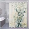 1pc Eucalyptus Leaf Shower Curtain Set with Hooks, HD Printing, Easy to Clean, Hole-free Installation, Bathroom Decoration