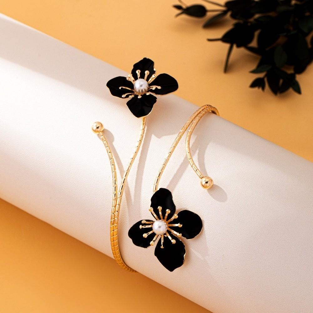 Bohemian Open Arm Bangle Drip Oil Armband Exquisite Flower Bracelet Hand Jewelry