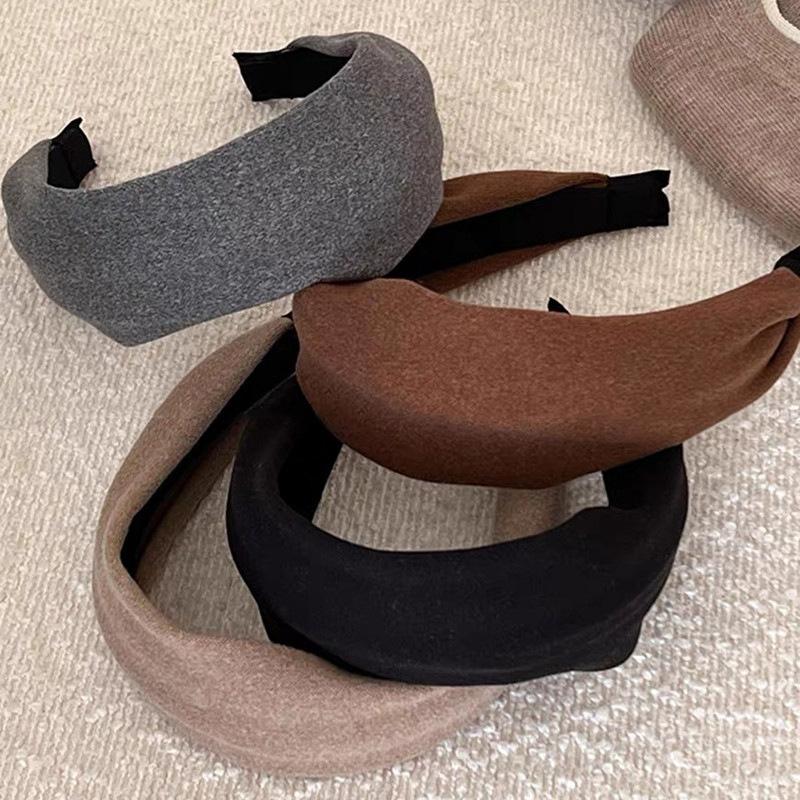 Vintage Solid Soft Hairband For Women Girls Sweet Headband Simple Hair Hoop Temperament Hair Band Hair Accessories