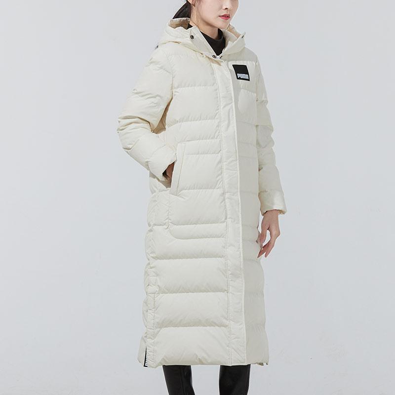 Puma Узор логотипа свободный крой с капюшоном и длинными рукавами пуховик женская верхняя одежда белый 846361-73
