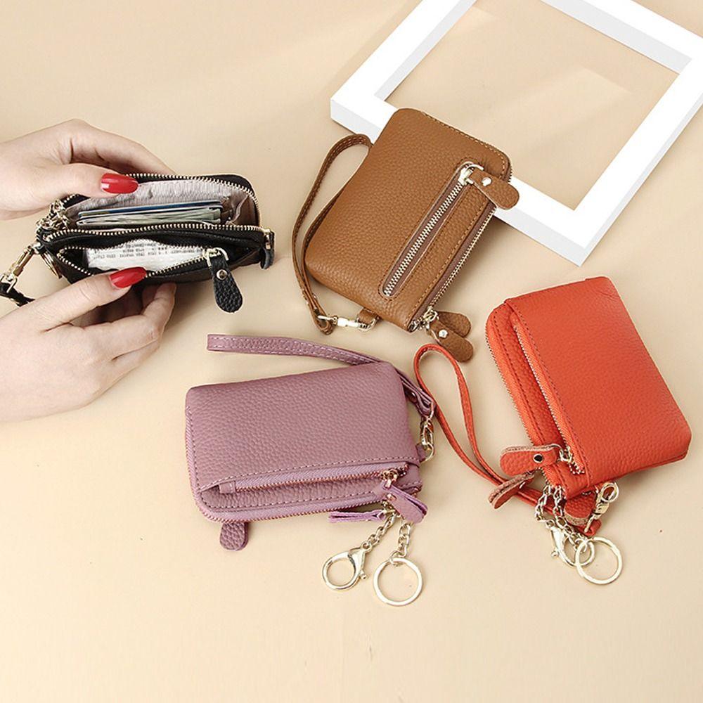 Кошельки из коровьей кожи, многофункциональные, для монет, модные, с брелком, для женщин