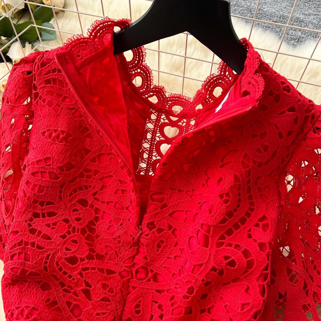 Летние женские элегантные ажурные кружевные вышитые вечерние платья
