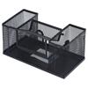 Pen Holder Metal Rectangular Grid Pencil Container Black Desk Storage Box for Office