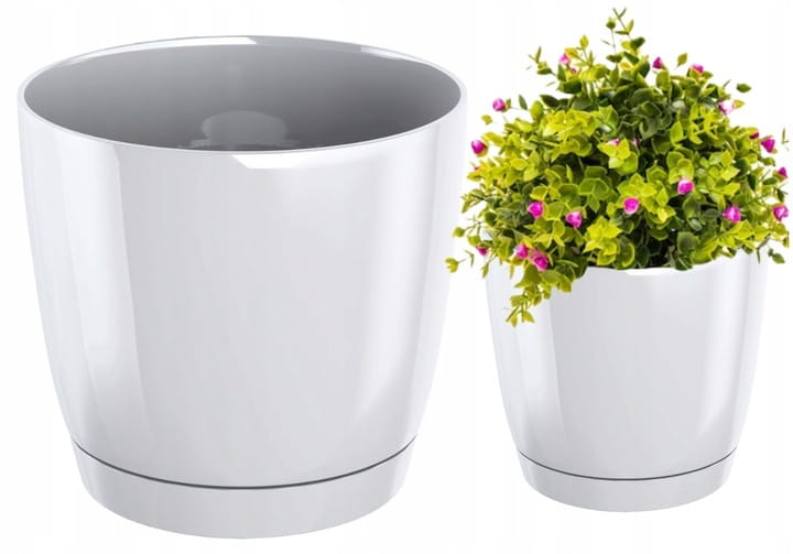 Coubi round flowerpot with saucer, white, 21x193cm