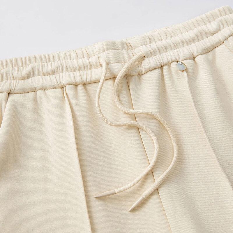 La Chapelle Women's High-Waisted Wide-Leg Casual Trousers
