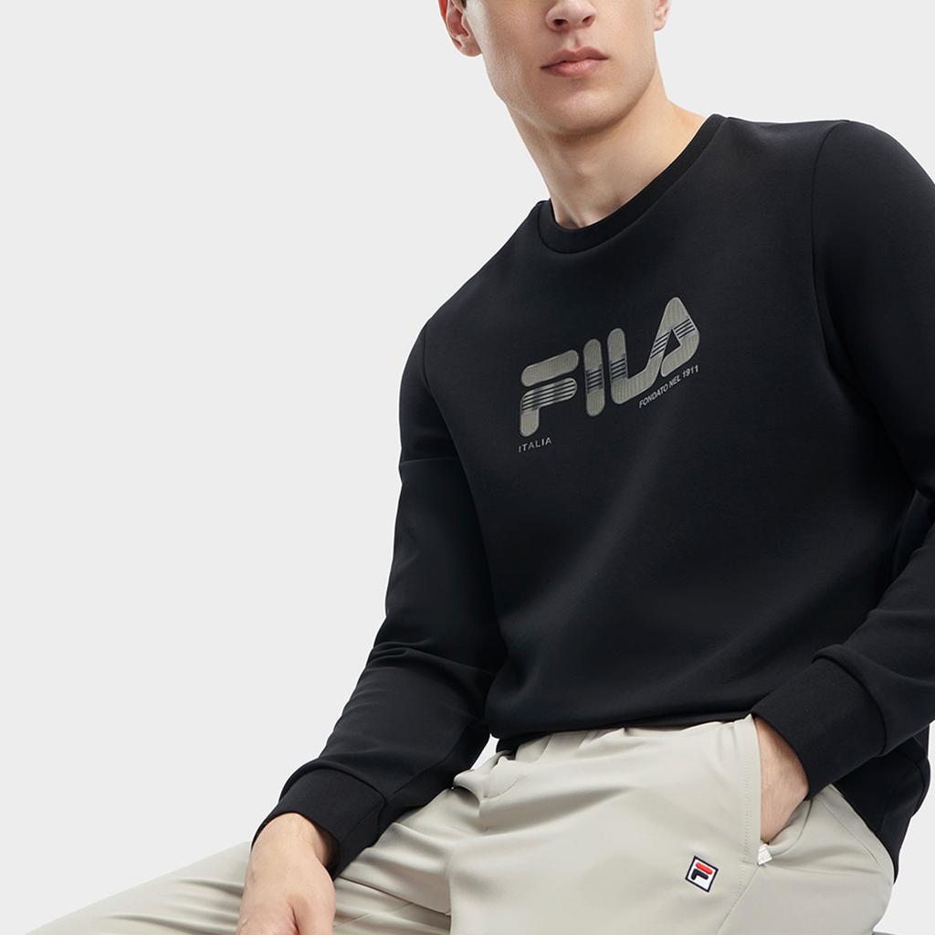 Fila Толстовка с круглым вырезом и буквенным принтом, мужские топы, черный F11M342211F-BK