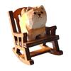 Маленькая ручная резьба по дереву фигурка животного Милое качающееся кресло Статуэтка кошки/собаки/лисы для стола Домашний офисный декор