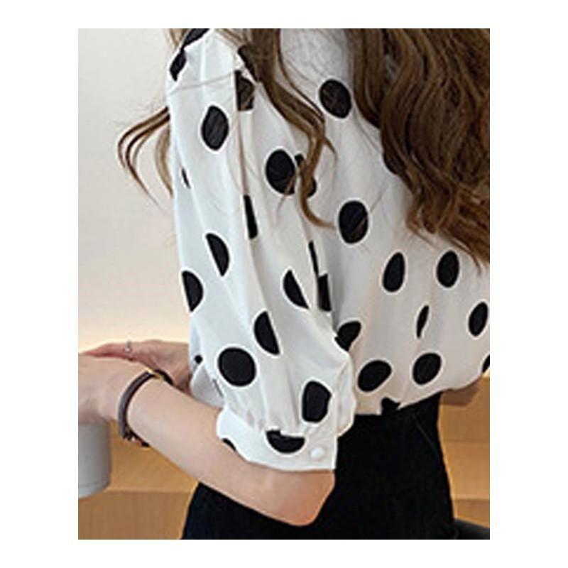 Blouse Women's Fashion Casual Short Sleeve Polka Dot O-n