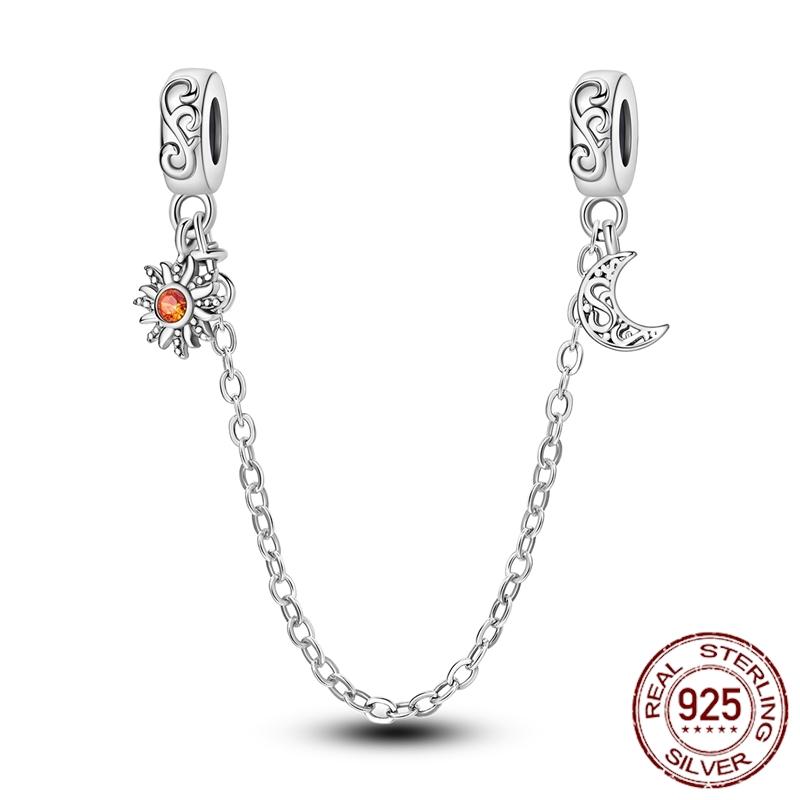 Copper Stars Moon Sun Clover Safety Chains Pendant Charms Beads Fit Original Bracelets Diy Jewelry Gift For Women