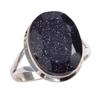 Ювелирное кольцо из стерлингового серебра 925 пробы с натуральным синим солнечным камнем S.9 r9p49