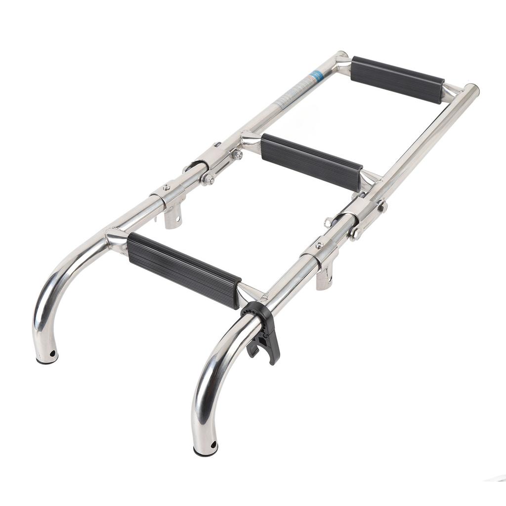 3 Steps Foldable Boat Ladder Stainless Steel Stern Mount Enhanced Grip Swim Deck Ladder for Yacht Dock