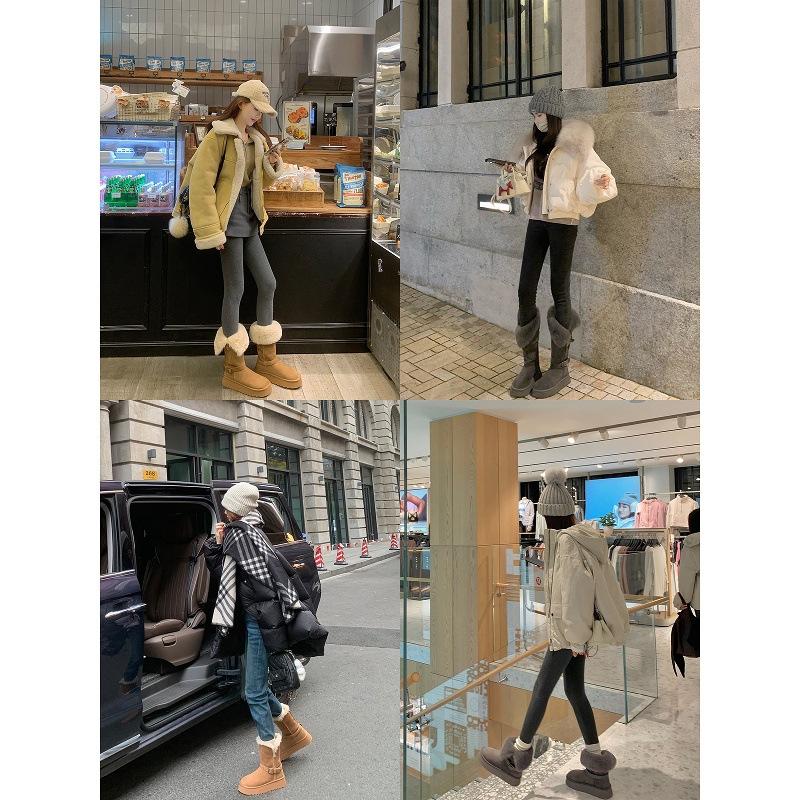 Супер теплые~ виноградные ма с толстой подошвой пушистые набивные утолщенные теплые зимние хлопковые ботинки средней длины и длинные сноубутсы женские