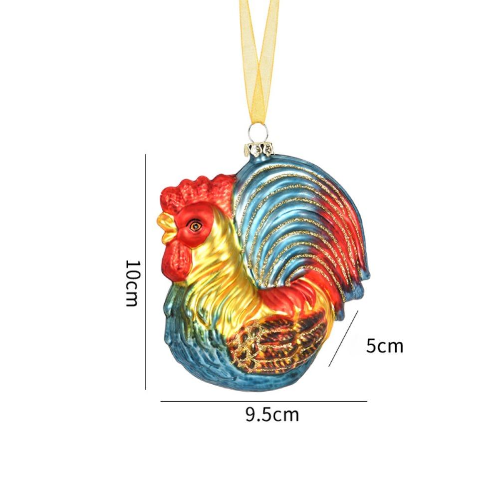 Расписные стеклянные рождественские украшения в форме петуха, панды, слона, разноцветные подвесные украшения, рождественские украшения