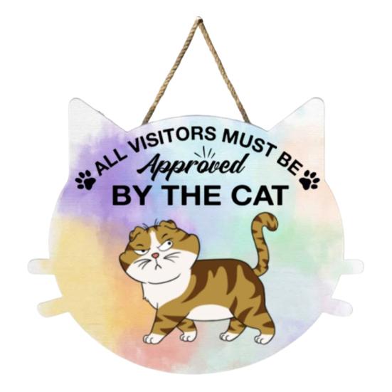 Знак "Кот планирует побег Пожалуйста, держите дверь закрытой" Деревянный знак Подвеска на дверь Приветственный знак Подарок на новоселье для любителей кошек