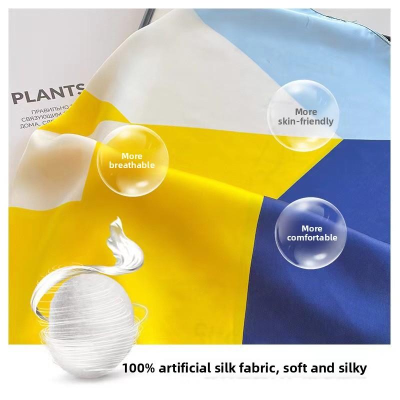 Decorative Versatile Literary Geometric Neck Scarf New Silk Scarf 70 Small Square Scarf Women Vintage Scarf