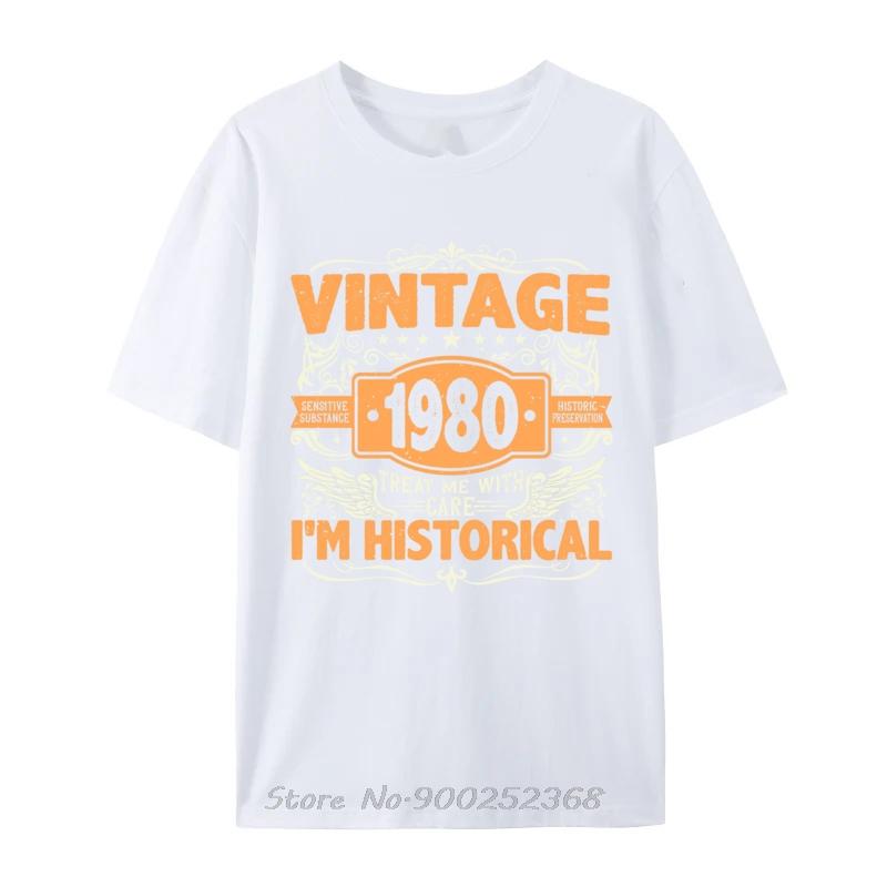 Приталенная футболка 1980 День рождения Винтаж 1980 Родился в 1980 Сделано в 1980 Футболка Унисекс Новая Повседневная Футболка Смешные Топы с Круглым Вырезом
