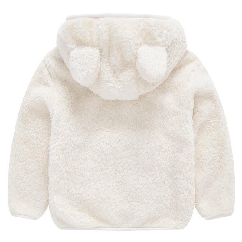 Kids Pure Color Teddy Fur Jackets Children Bear Ear Hoodies Coats Boys Girls Winter Warm Outerwear
