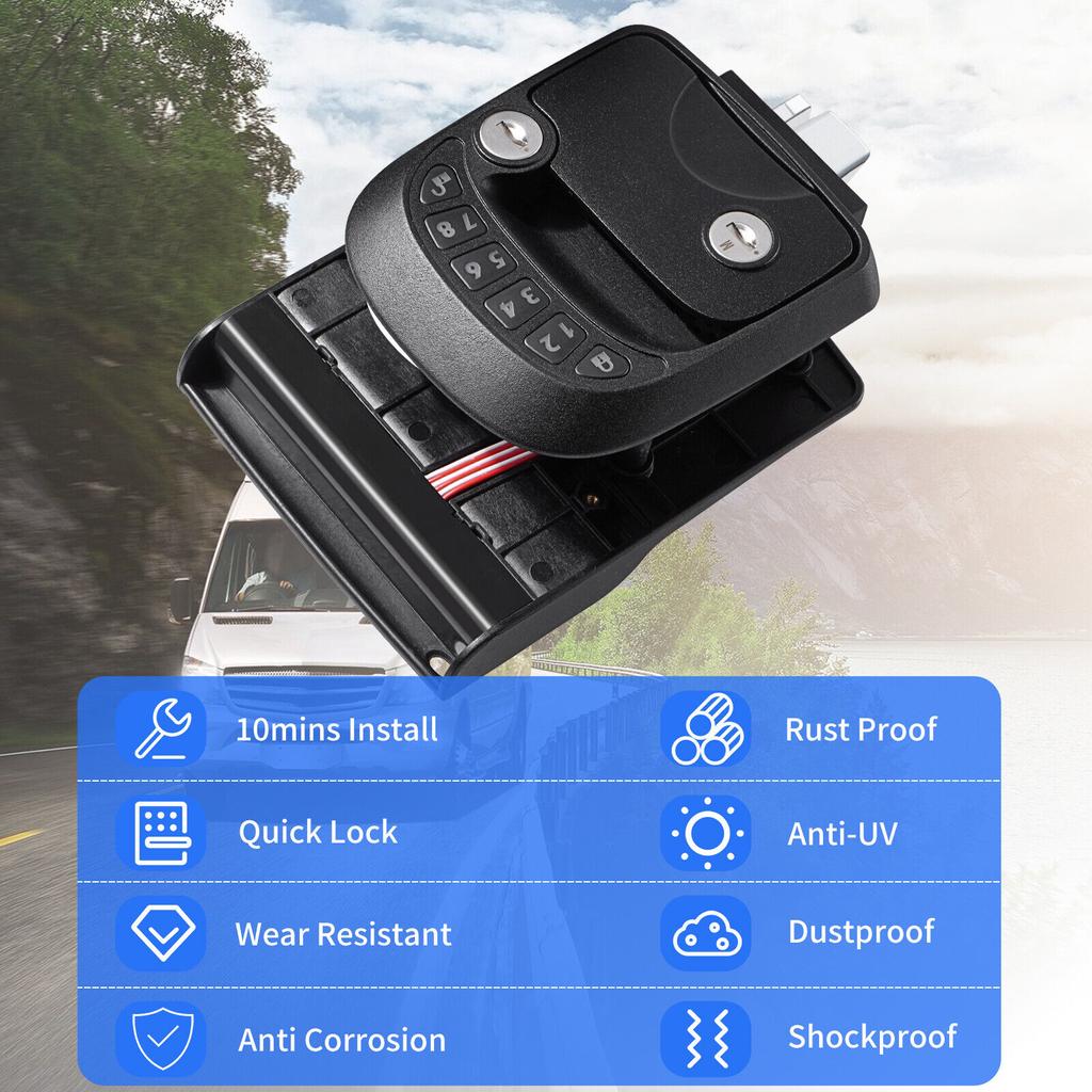 Trailer RV Keyless Entry Door Lock Latch Hatch Caravan-Motor Home Car Drawer Handle With Deadbolt Integrated Keypad Fob