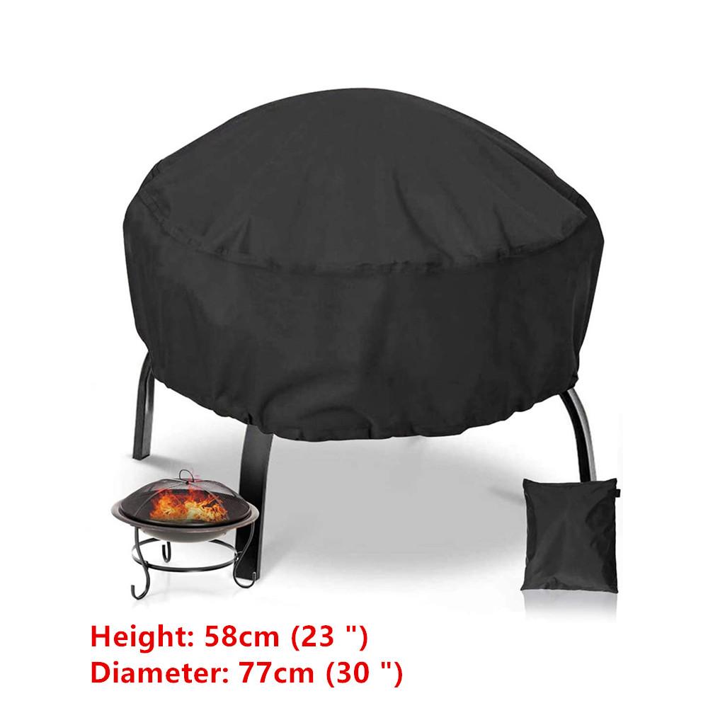 30inch Round Fire Pit Cover Waterproof Dirtproof Grill BBQ Protector Cover Black