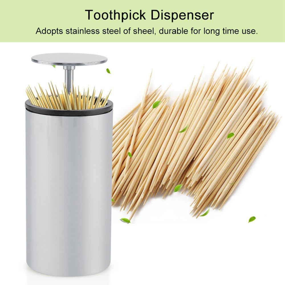 Stainless Steel Toothpick Holder Press System Toothpick Box Toothpick Storage Box Home Use