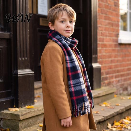Thickened Winter Neck Warmer Double Sided Velvet Scarf for Kids, Soft Plaid Easy to Tuck Boys and Girls, Lightweight Comfortable Wrap Outdoor