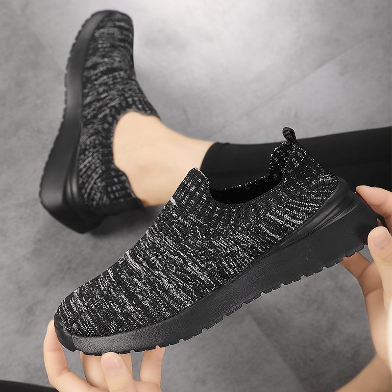 2025 New Single Shoes Women's Mesh Breathable Casual Shoes Flying Woven Women's Flat Shoes Lazy Shoes Large Size