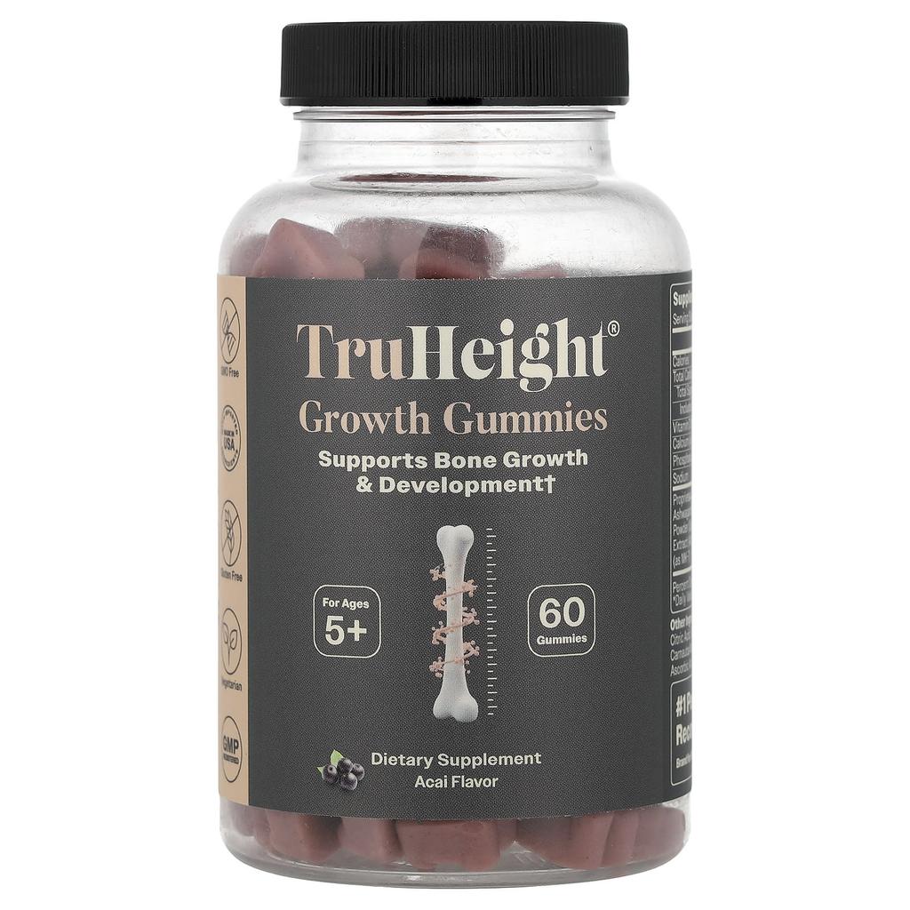 TruHeight, Growth Gummy Jelly, Ages 5+, Acai Flavor, 60 Gummy Jelly Tablets