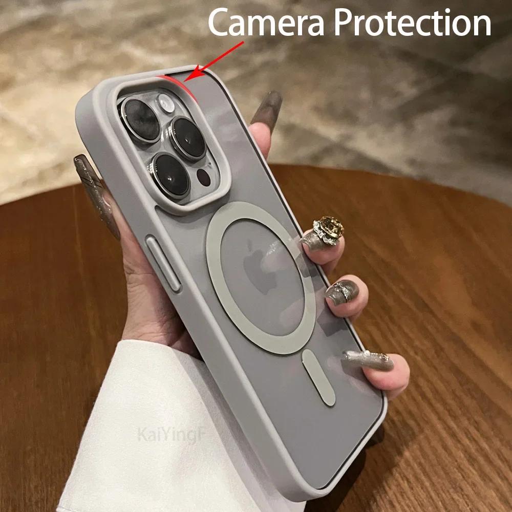 Роскошный прозрачный чехол Magsafe для iPhone 16 15 14 13 12 11 Pro Max Plus X XS XR 13 Mini Магнитный чехол для беспроводной зарядки