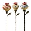 Colorful Flower Shaped Feeder Hummingbird Garden Stake, Vintage Ceramic Feeder, Feeding Port, Bed Decorative Accent Nectar for Outdoor Backyard