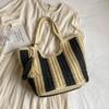 Beach Straw Crochet Bag Summer Women's Handbags Fashion Striped Shoulder Bag  Travel