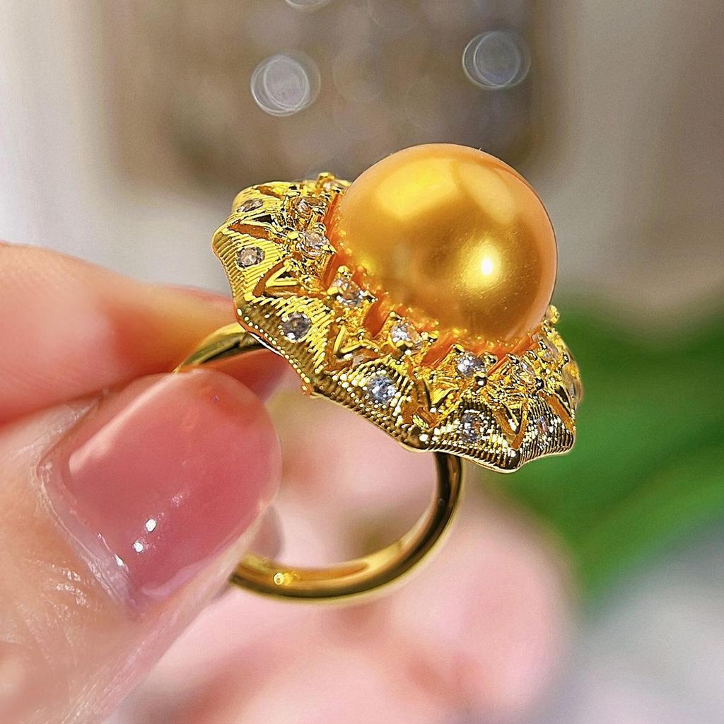 CMM Уникальный стразовый жемчуг, большое регулируемое кольцо, вечерние ювелирные изделия, офисное женское обручальное кольцо, кольцо на палец, золотые украшения для женщин