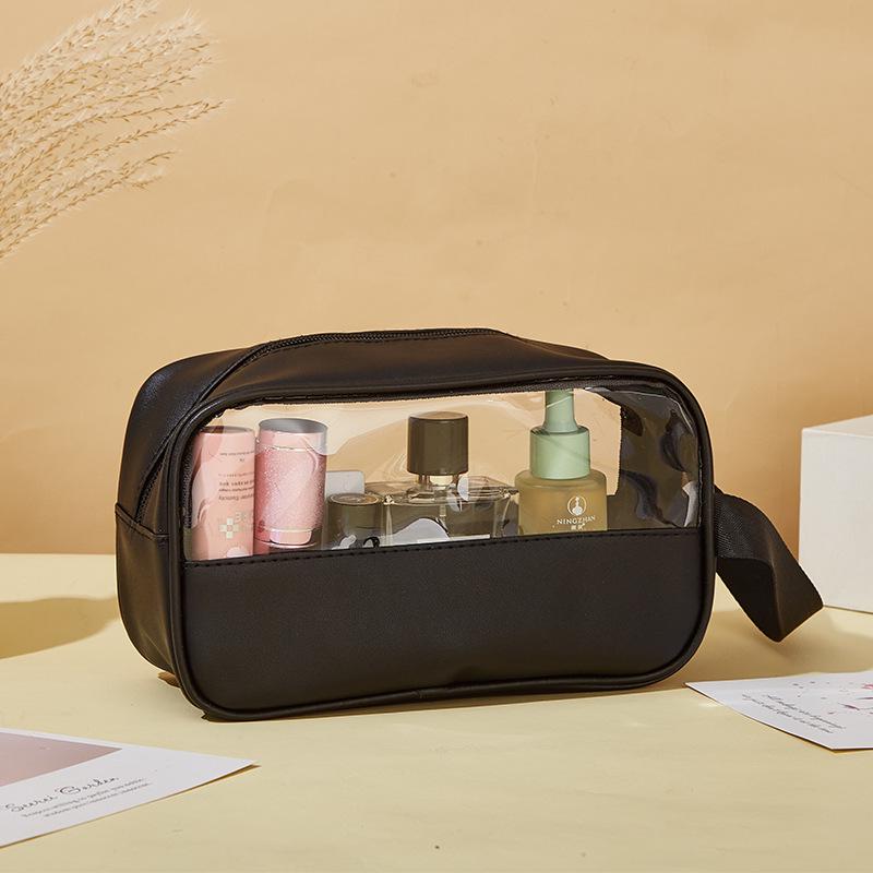 PU Translucent Waterproof Makeup Bag - Large Capacity Travel Bath & Cosmetics Case