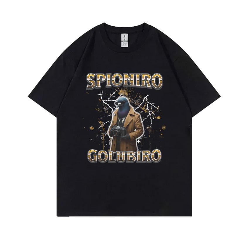 Итальянская Brainrot Spioniro Golubiro Футболка Голубиный Забавный Мем Футболки Унисекс Женская Повседневная Хлопковая С Коротким Рукавом Мужская Винтажная Футболка