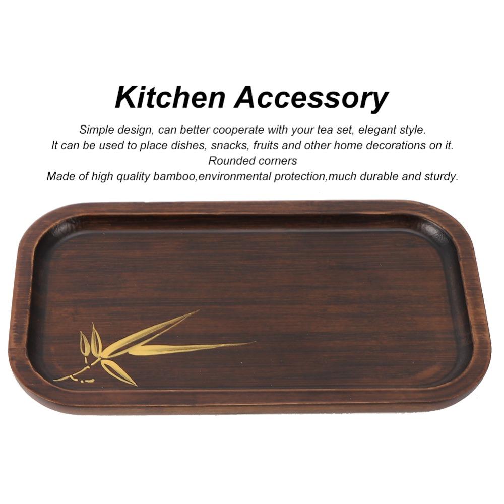 Wood Rectangular Tea Tray Rectangular Shape Snack Platter Bamboo Tea Tray Household Kitchen