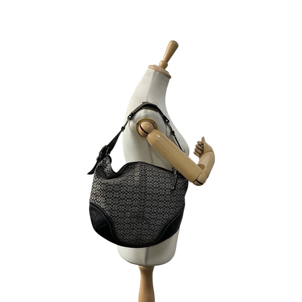 Used COACH One Shoulder Bag Mini signature Mini Signature Hobo BagShoulder Bag gray/black canvas/leather Women