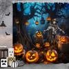 Halloween Shower Curtain Horror Trickster Bat Black Cat Autumn Pumpkin Washable Polyester Fabric Shower Curtains Bathroom Decor