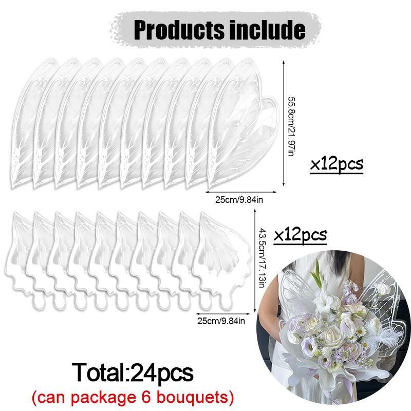 24Pcs Butterfly Wings Shape Flower Wrapping Paper Bouquets Packing Material Wedding Birthday Party DIY Gift Decoration Supplies