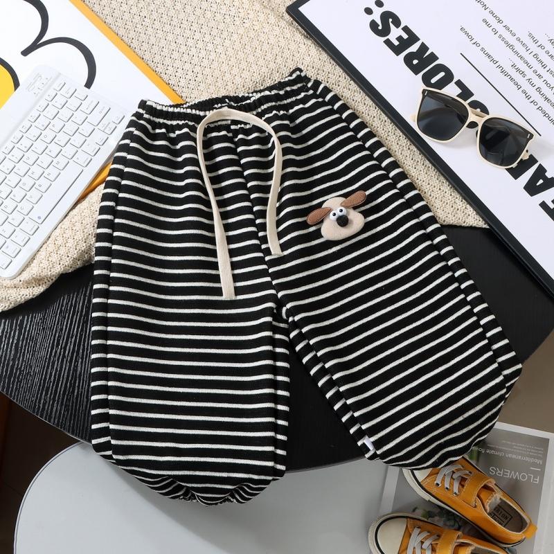 Полосатые спортивные штаны для девочек и мальчиков, весенне-осенний костюм, детские брюки, детские свободные спортивные штаны, мягкие повседневные брюки