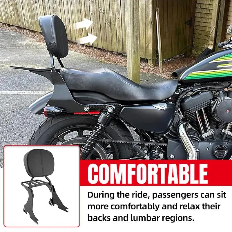 Black Motorcycle Parts Backrest Sissy Bar with Luggage Rack Rear Backrests For Harley Sportster 883 1200 X48 2004-2025